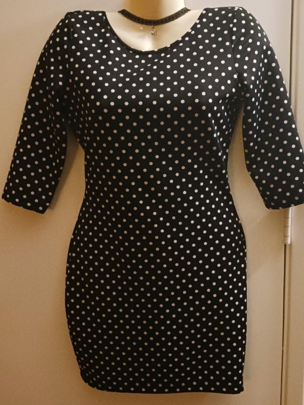 🦋She's Cool🦋 Black & White Polka Dot Slip On Dress